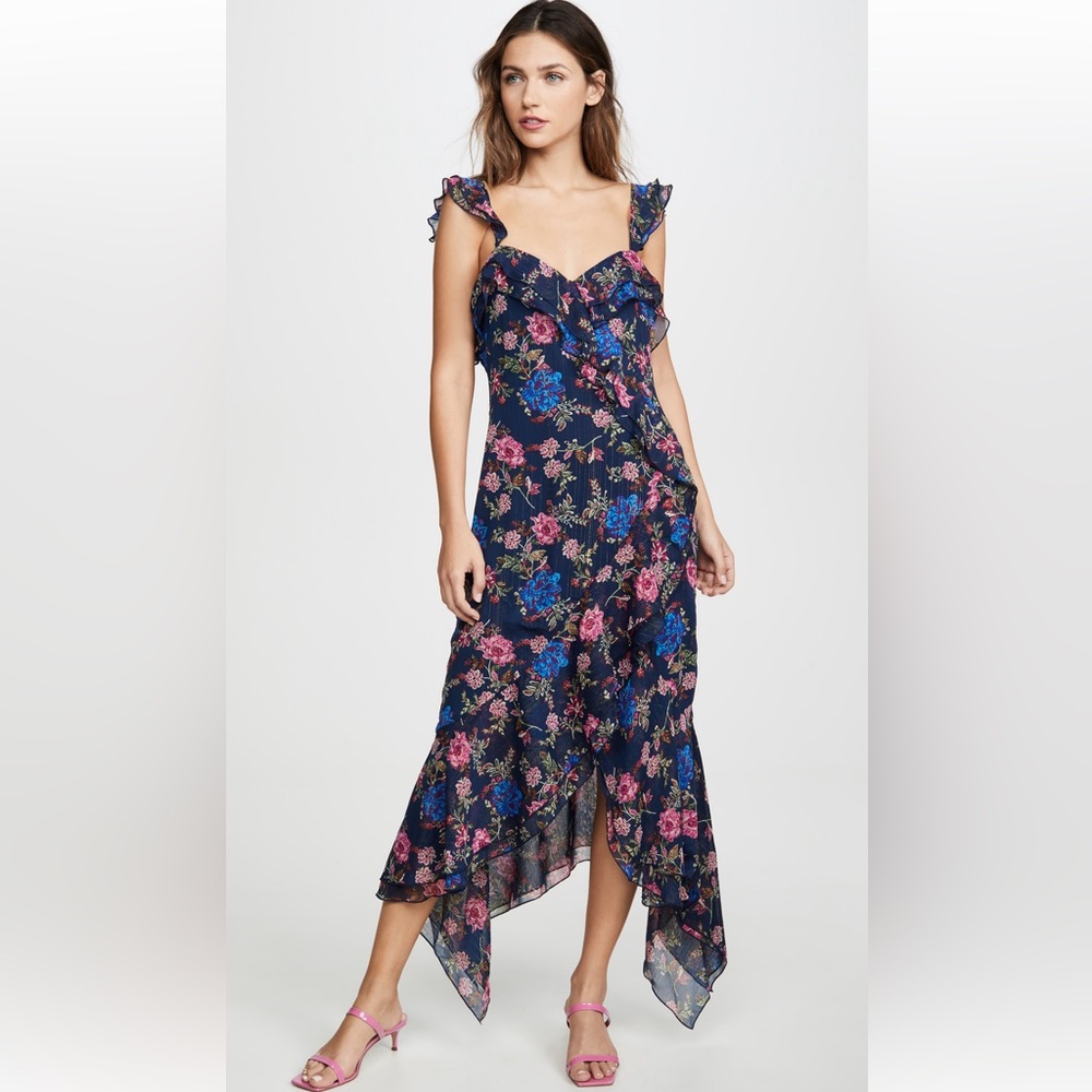 Wayf Issy Ruffle Strap Midi Dress